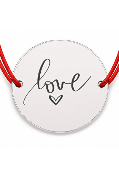 Simoshop Brățară argint 925 cu Love caligrafic, șnur reglabil — cadou