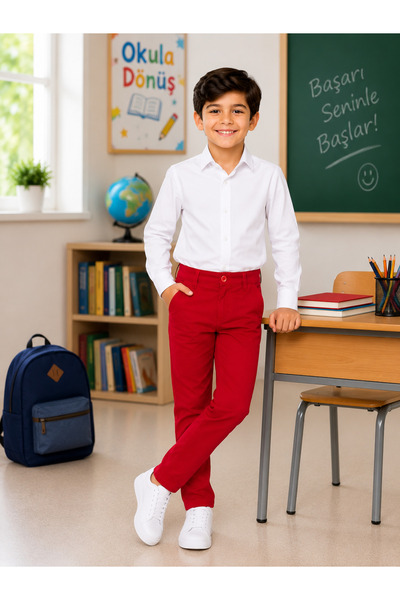 tinytrends Boy's School Shirt Gabardine Trousers Combination New Season Back ...