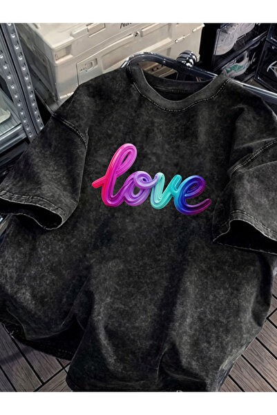 HOFFNUNG Unisex Oversize Vintage Washed Street Style Μόδα του δρόμου Βαμβακερ...