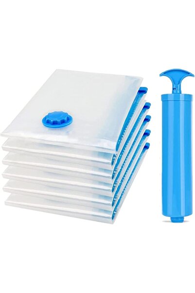 Generic Vacuum Storage Bags Large 6 pack with Suction Pump, 70 x 100 cm Reusable