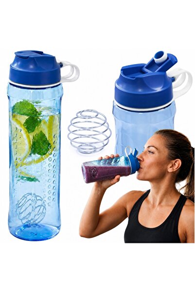 EDANTI Sticlă shaker cu clemă cu arc – Sticlă pentru ciclism, pentru școală, ...
