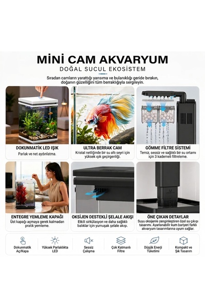 SunSun ATF-200 10 Litre LED Cam Akvaryum BEYAZ
