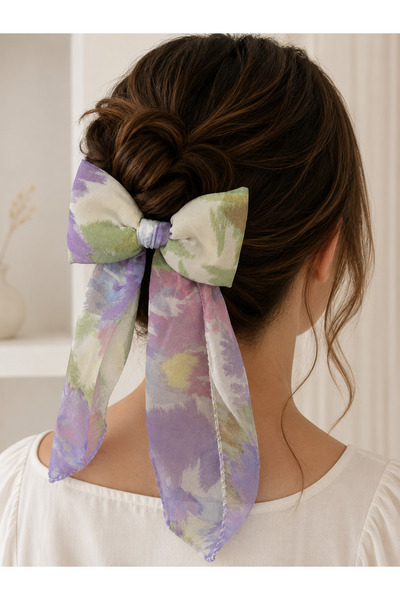 Bymiel Long Tail Bow Hair Clip – Chiffon Fabric Tie-Back Hair Clip