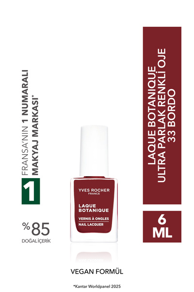 Yves Rocher Laque Botanique Ultra Parlak Renkli Vegan Oje - 33 Bordo Tırnak D...