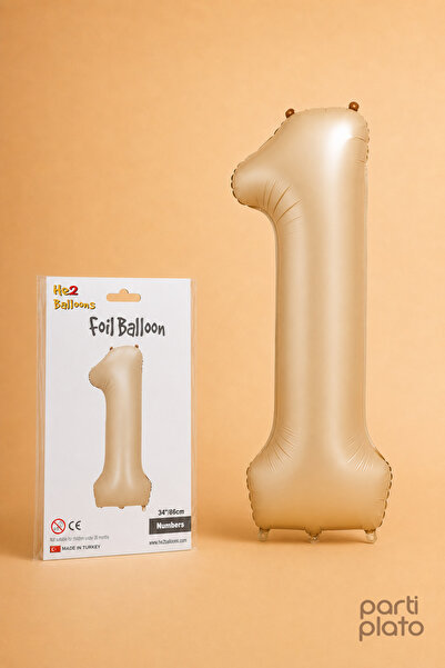 He2 Balloons Caramel Foil Balloon 1 Number 86 Cm, Helium Compatible Caramel C...