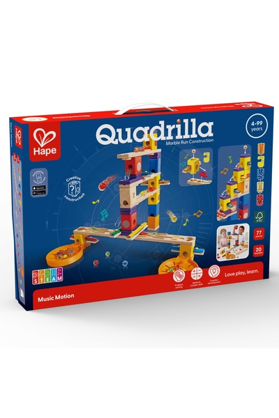 Hape Set de sine din lemn, Hape, Quadrilla, Coborare muzicala, 77 de piese