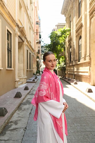 ENRİCO FERRİ Lusso Shoulder Shawl - Pink and White