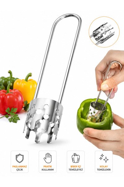 EUROLUXE Stainless Steel Pepper Cleaner Stuffed Pepper Seed Removal Tool