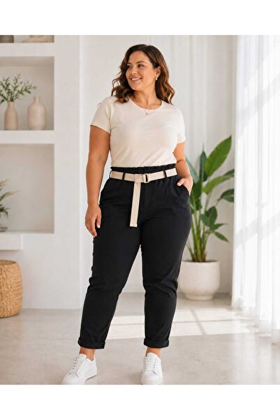 Butik Şans Women's Elastic Waist Belt Detailed Lycra Comfortable Fit Italian ...