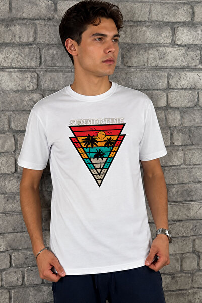 örses Inverted Triangle Shaped Colorful Summer Time Printed Premium T-Shirt |...