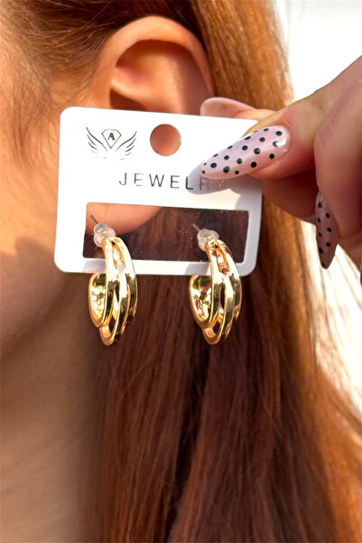 TAKIPORT Gold Color Triple Hoop Women's Earrings