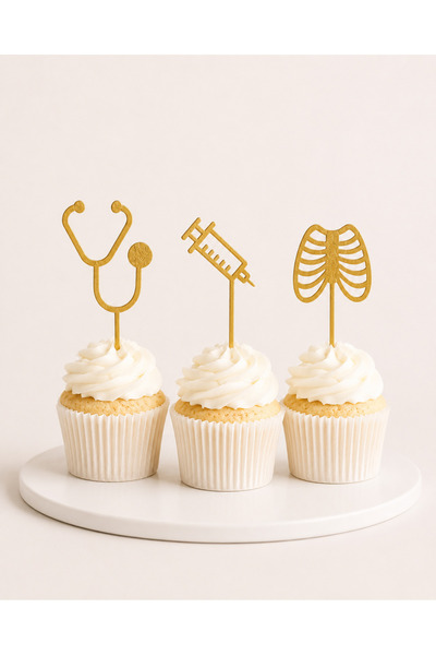 Eilo 3’lü Sağlıkçı Doktor Hemşire Pasta ve Cupcake Süsü – Stetoskop Şırınga K...