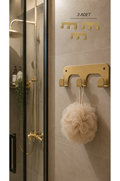 ARNESE HOME 3 Adet 3'lü GOLD Metal Askılık Seti(YAPIŞKANLI)