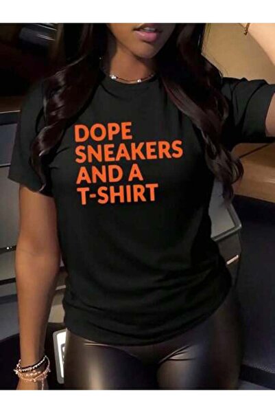 23ERVA Dope Sneakers Graphic Print T Shirt 180g Casual Style 1pcs Women's Tee...