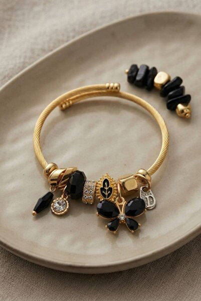 norsary Black Butterfly Model Charm Bracelet
