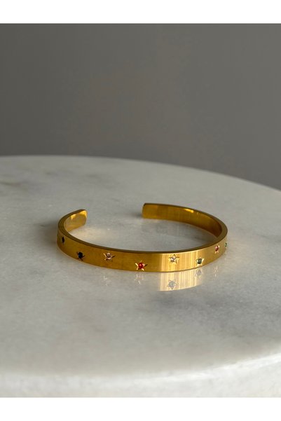 Alya Jewelry سوار ذهبي ملون على شكل نجمة من الزركون