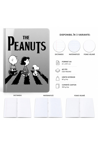 Ingift Caiet A4 Personalizat The Peanuts – 60 Foi, Matematica