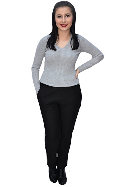 OEM Pantalon casual Jeniffer cu model pe picior ,negru