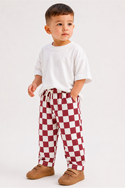 Overdo Boy's Elastic Waist Checkered Trousers