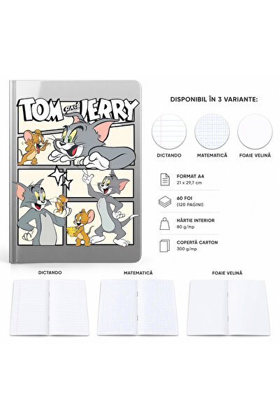 Ingift Personalized A4 Notebook Tom and Jerry Classic – 60 Sheets, Vellum Sheet