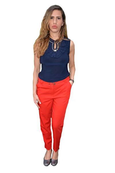 OEM Pantaloni office Medeline cu croi drept,nuanta de rosu