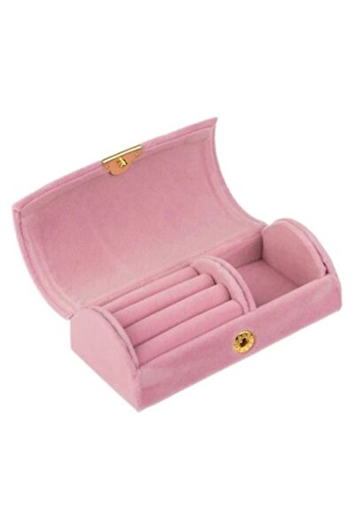 CATIANO Cutie organizatoare cilindrică roz cu închidere prin capsă pentru bij...
