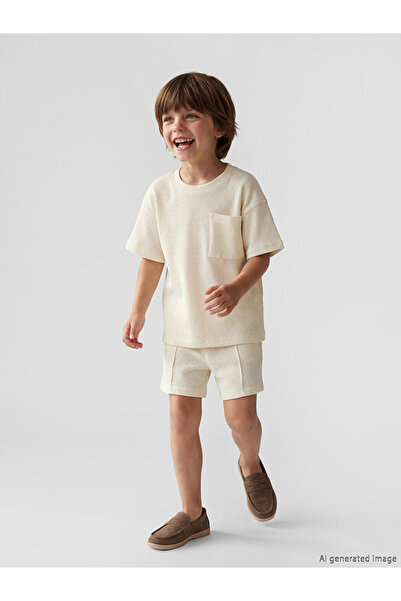 LC Waikiki Lcw Kids Beige Pocket T-Shirt and Shorts for Boys