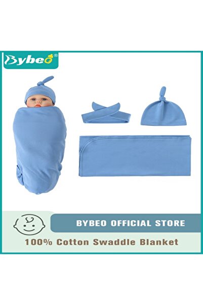BYBEO 3 PCS Baby Swaddle Blanket, Newborn Swaddling Wrap + Headband + Hat Set...