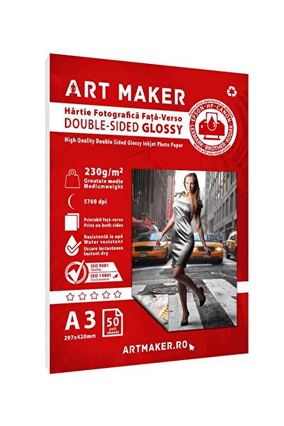 Art Maker Hartie foto fata-verso Glossy, 230g/mp, A3, 50 coli