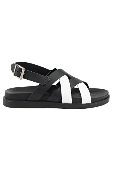 Pegia Leather Cross-Strap Men's Sandals 215038 Black
