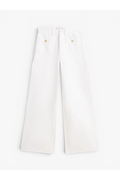 Tommy Hilfiger DNM CLR 70'S WIDE LEG HW Kadın Beyaz Denim Pantolon - WW0WW48576