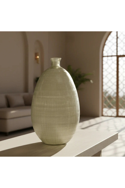 Generic Brand Gc-23/1276 Patterned Glass Vase-23X38 Cm-Light Smoke