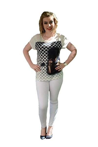 OEM Pantalon in tendinte din material subtire, alb, buzunare aplicate