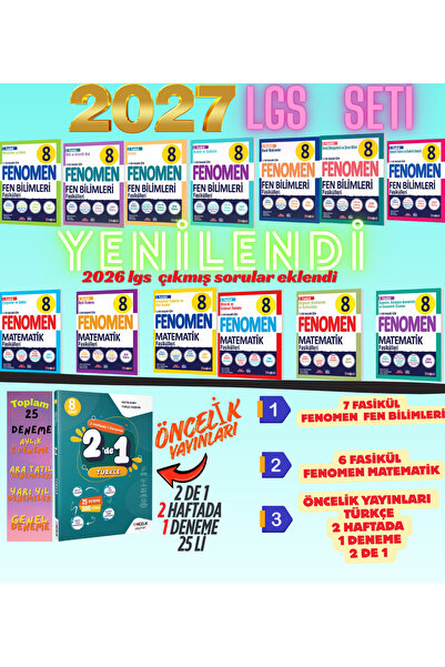 Fenomen Yayıncılık 2027 LGS 8.Sınıf FENOMEN FEN 7 Lİ FASİKÜL- MATEMATİK 6 LI ...