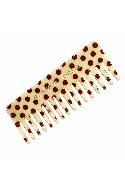 Roberta Lorenz Polka Dot Hair Comb Premium Acetate Wide Tooth Comb 15 cm