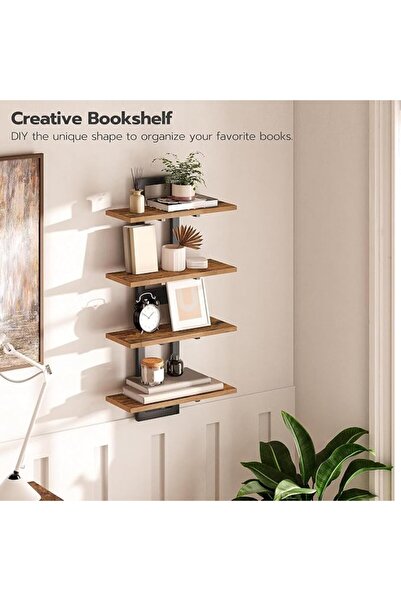 Generic 2 Pack Floating Wall Shelves,15 Inch 2-Tier Storage Shelf, Hanging Ba...