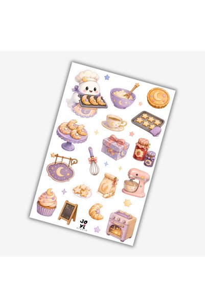 BieneGift 3 Sheets Ghost Bakery Library Collection Sticker Set, 3 Cute Halloween Sticker Sets, Kawaii Halloween Planner Sticker Set, Cute Halloween Sticker Set