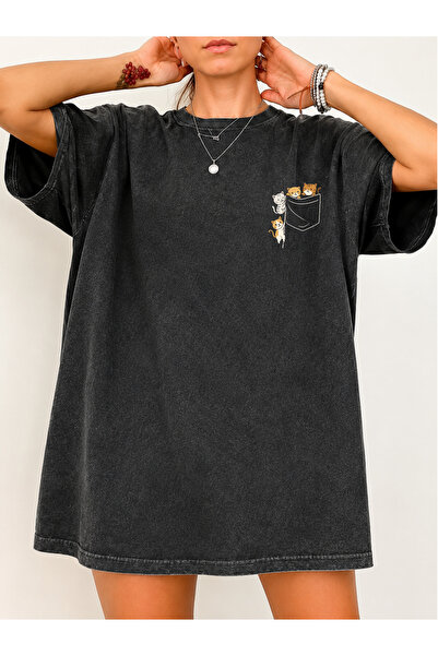 Pink Sky Unisex Oversize Vintage Washed Street Style Μόδα του δρόμου Βαμβακερ...