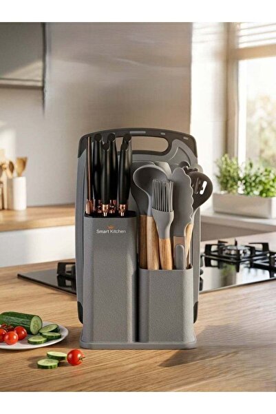 Smart Kitchen مجموعة أدوات مطبخ وأواني طهي مكونة من 19 قطعة، تتميز بمقابض خشب...