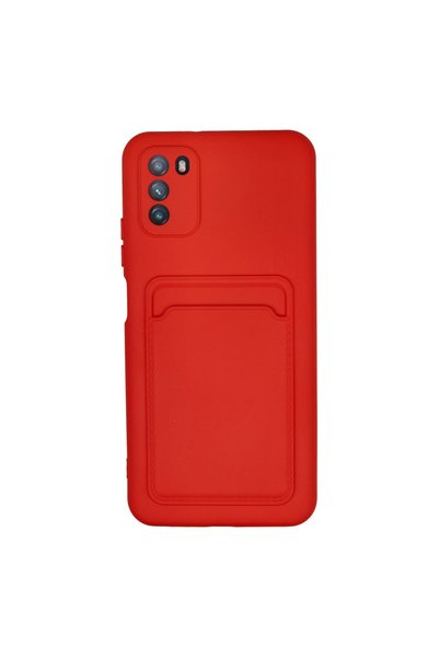 TheGencoo Xiaomi Pocophone M3 Case Kelvin Silicone with Business Card - Red