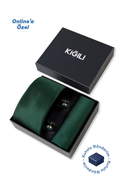 Kiğılı 3-Piece Patterned Tie & Handkerchief & Cufflink Gift Boxed Set