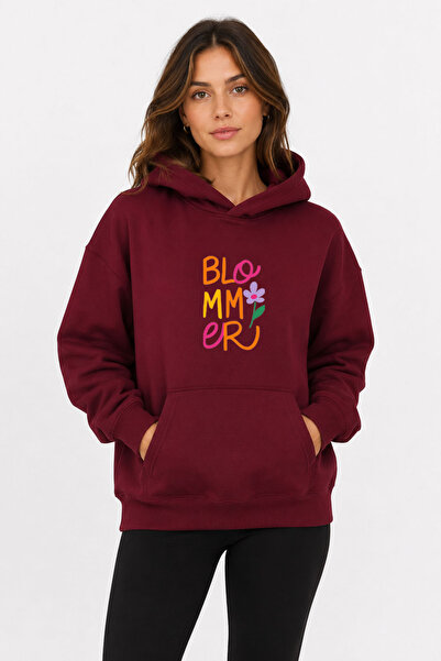 herkesemoda Blommer Printed Hooded 2 Thread Threaded Sweatshirt