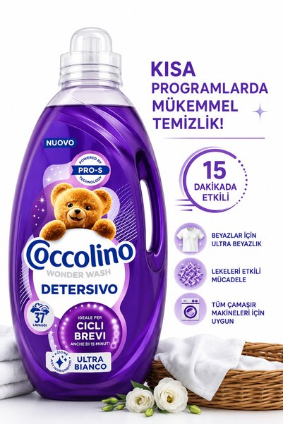 Coccolino Wonder Wash Ultra Bianco Sıvı Çamaşır Deterjanı 1480 ml 37 Yıkama -Beyaz Çamaşırlar