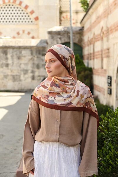 ENRİCO FERRİ Petra Mosaic Pattern Shawl - Red Coffee