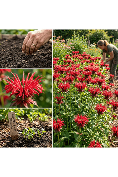 Bloom & Sow Seed بذور نبات عشبة النحل الحمراء (النعناع الحصاني) - نبات عشبي د...