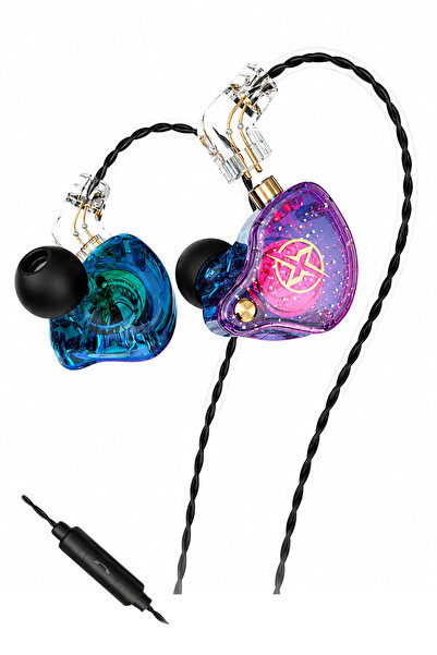 WOGEL X3 PRO PURPLE PROFESYONEL Dinamik Sürücü In Ear Monitör IEM Mikrofonlu ...