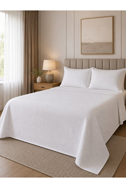 Erays Home غطاء سرير بنمط الوافل 100% قطن بيكيه 160x230