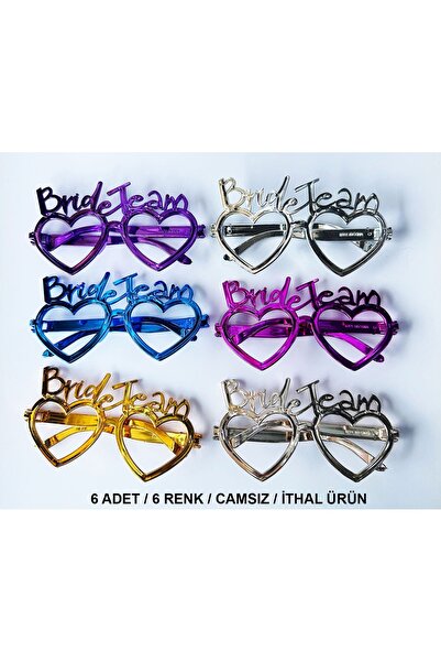 FTA TİCARET Kalpli bride team glasses set 6 colors