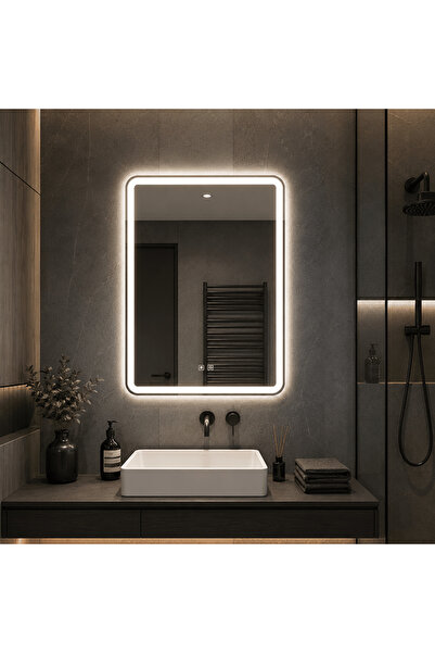 shark design LED Rectangular Mirror 75×90 cm, Front + Back Lighting, Defoggin...