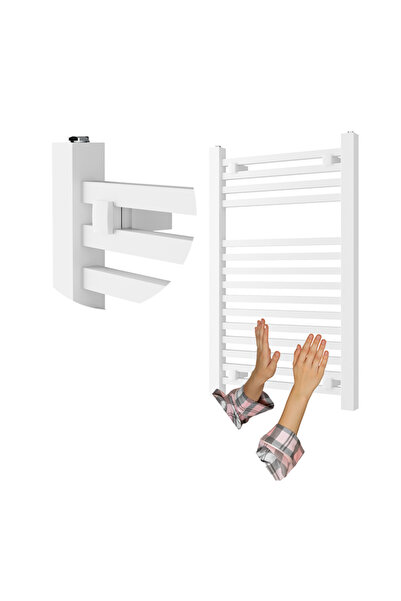 Granitan Radiator baie Bergen, scara, 80x50 cm, 376W, Alb